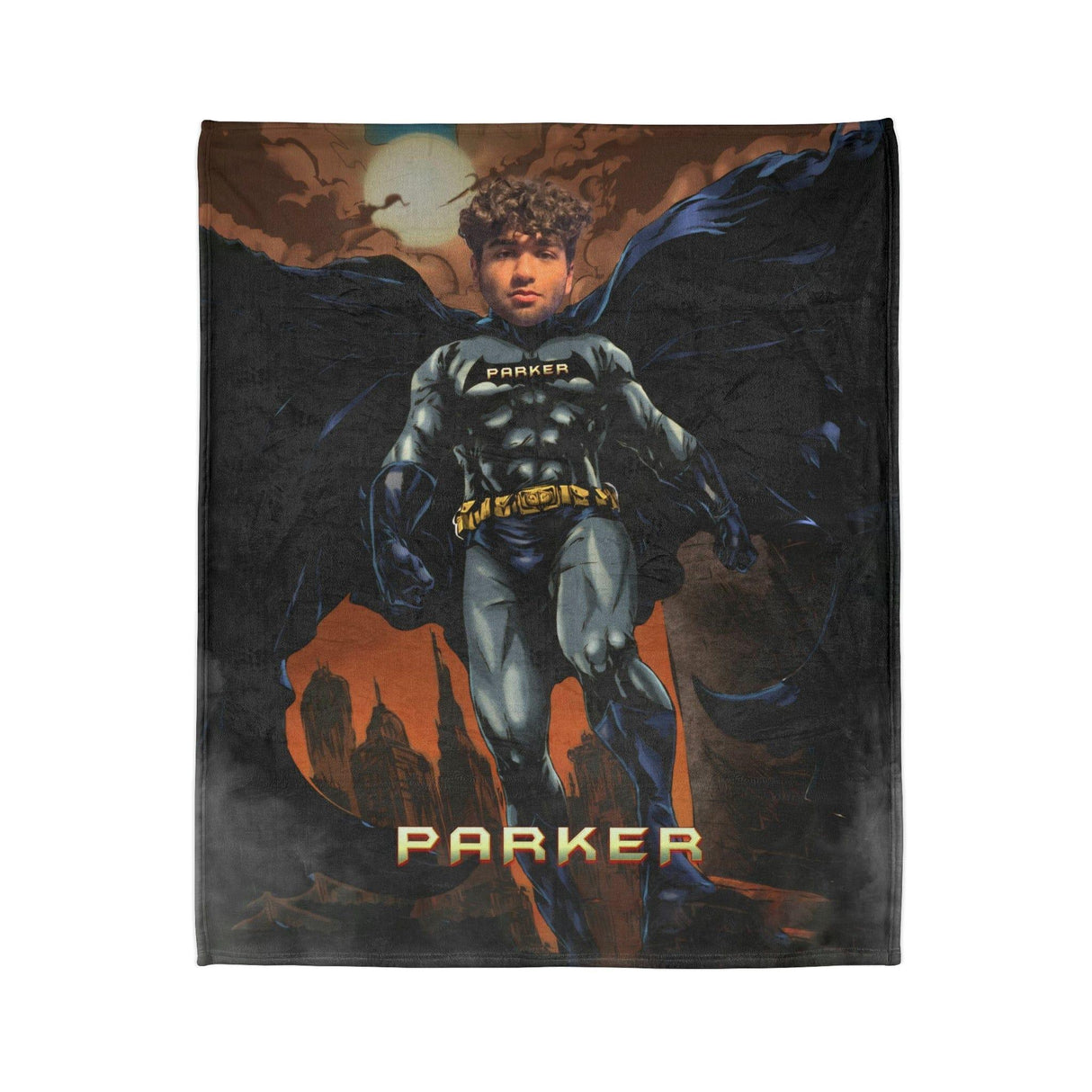 Blankets Personalized Superhero In Dark City Blanket | Custom Bat Boy Hero Blanket