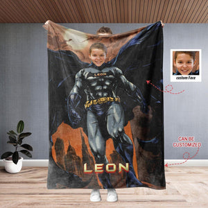 Blankets Personalized Superhero In Dark City Blanket | Custom Bat Boy Hero Blanket