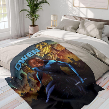 Personalized Superhero Nightwing Blanket | Custom Nightwing Boy Blanket, Customized Blanket-Blankets-Amor Custom Gifts