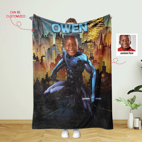 Personalized Superhero Nightwing Blanket | Custom Nightwing Boy Blanket, Customized Blanket-Blankets-Amor Custom Gifts