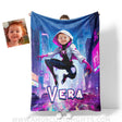 Blankets Personalized Superhero Pink Ghost Spider Girl Gwen Blanket | Custom Name & Face Girl Blanket