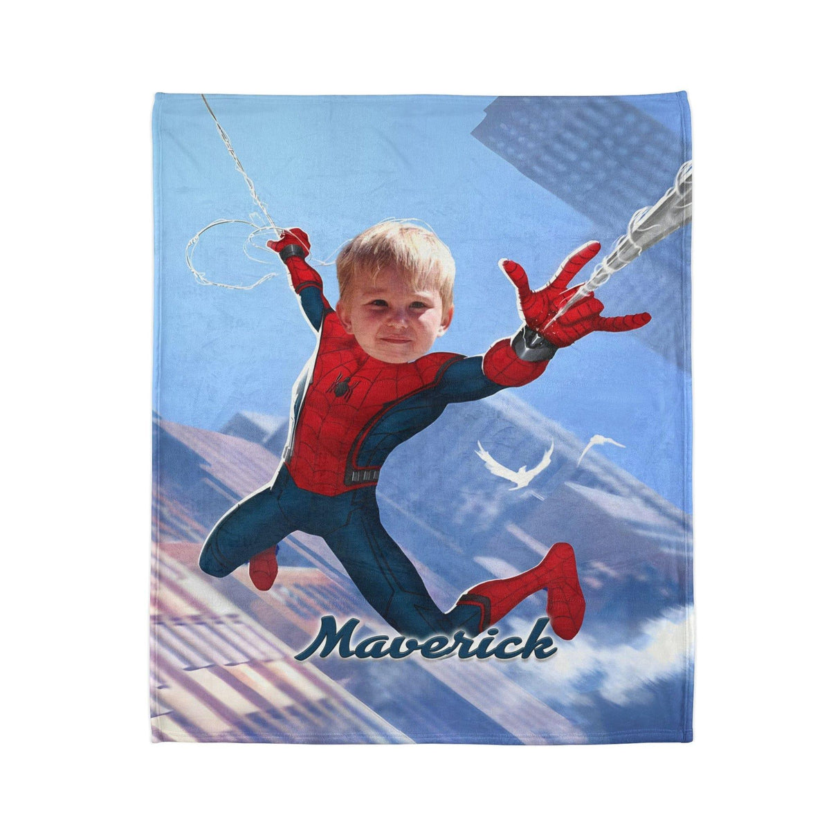 Blankets Personalized Superhero Spider Boy Blanket | Custom Face & Name Boy Superhero Photo Blanket