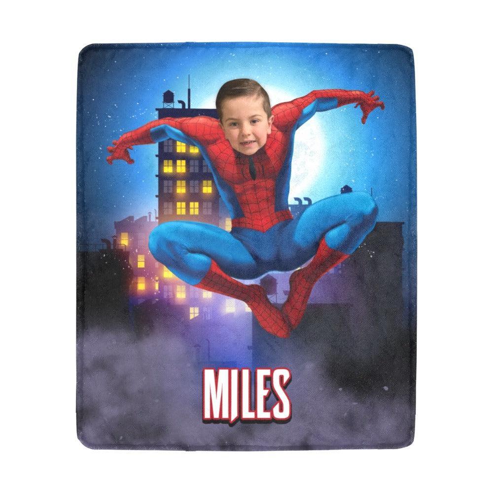 Blankets Personalized Superhero Spider Boy Blanket | Custom Face & Name Spider Blanket