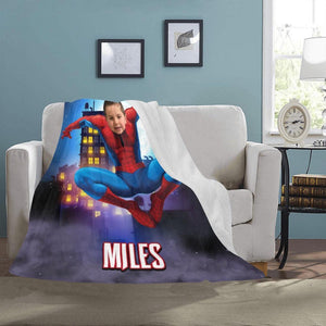 Blankets Personalized Superhero Spider Boy Blanket | Custom Face & Name Spider Blanket