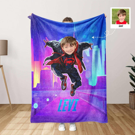 Blankets Personalized Superhero Spider Boy Blanket | Custom Spider Blanket