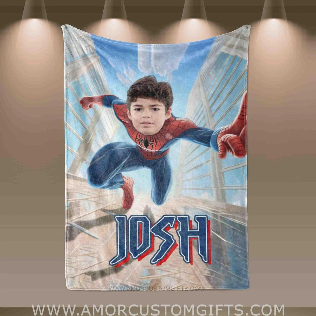 Blankets Personalized Superhero Spider Boy Blanket | Custom Face & Name Superhero Boy Blanket