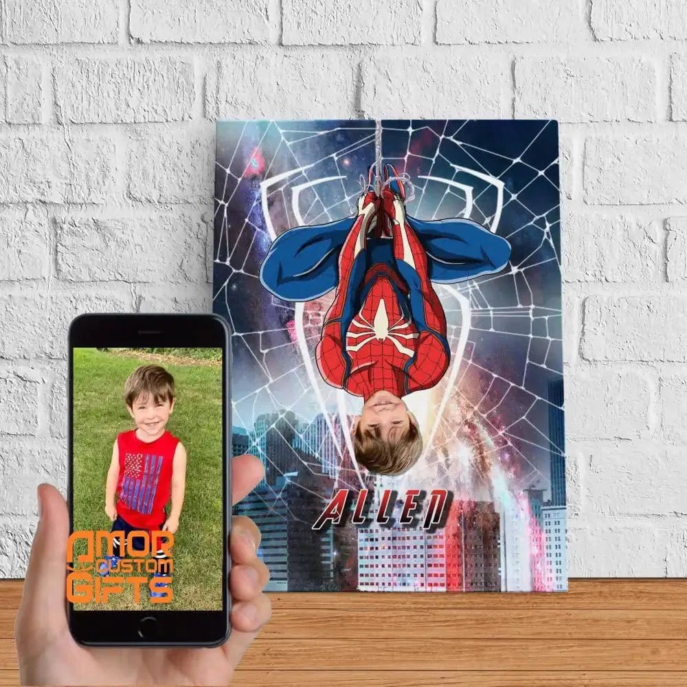 Blankets Personalized Superhero Spider Boy Reverse Head Blanket | Custom Spider Blanket