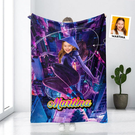 Blankets Personalized Superhero Spider Gwen Girl Blanket | Custom Lady Superhero Blanket