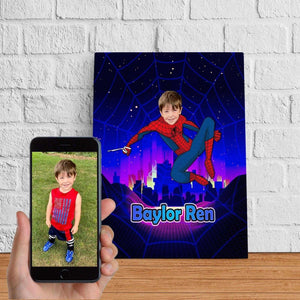 Blankets Personalized Superhero Spider Man Blanket, Custom Face & Name Spider Man Blanket