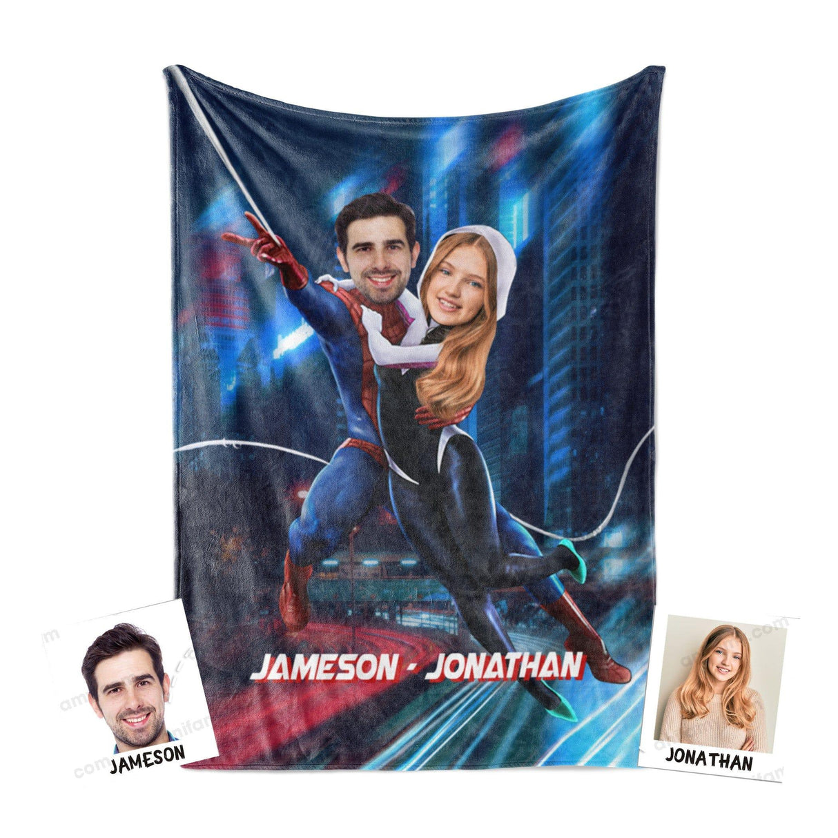 Blankets Personalized Superhero Spiderboy And Gwen Blanket | Custom Superhero Couple Blanket,  Customized Blanket