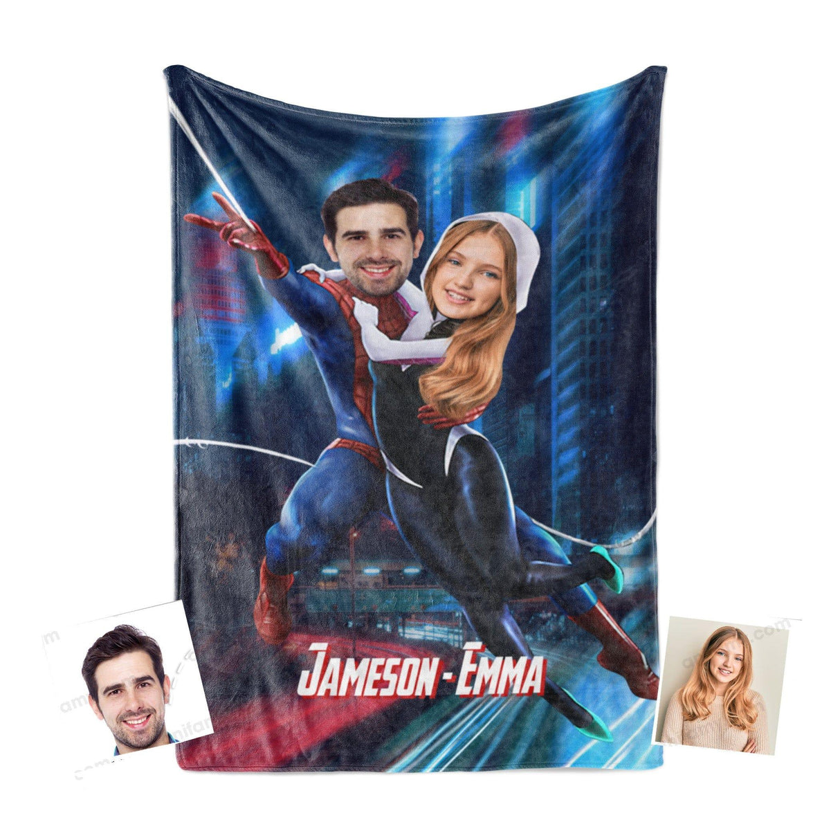 Blankets Personalized Superhero Spiderboy And Gwen Blanket | Custom Superhero Couple Blanket,  Customized Blanket