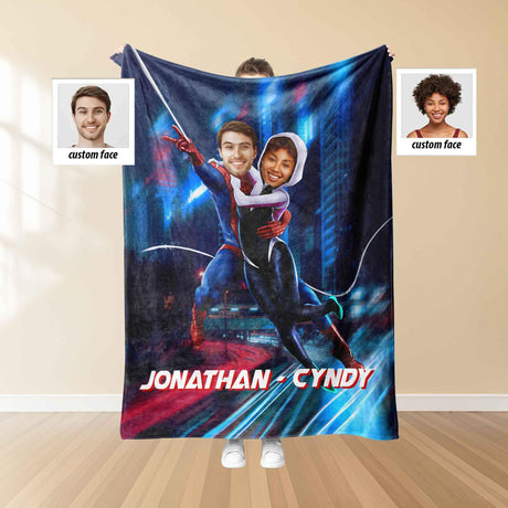 Blankets Personalized Superhero Spiderboy And Gwen Blanket | Custom Superhero Couple Blanket,  Customized Blanket