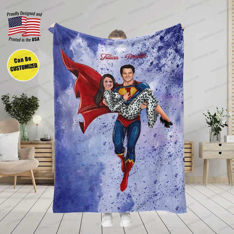 Blankets Personalized Superhero Superboy And Girl Friend Blanket | Custom Couple Superhero Blanket,  Customized Blanket