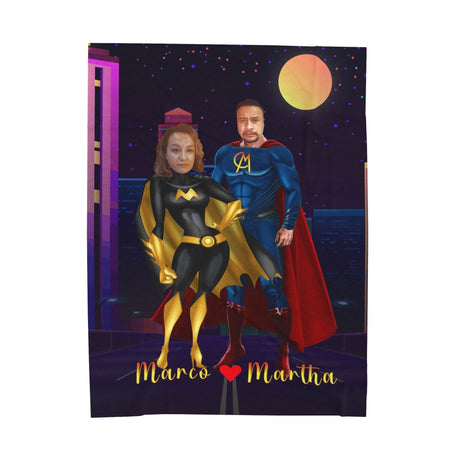 Blankets Personalized Superhero Superboy & Batgirl Blanket | Custom Face & Name Couple Superhero Blanket,  Customized Blanket