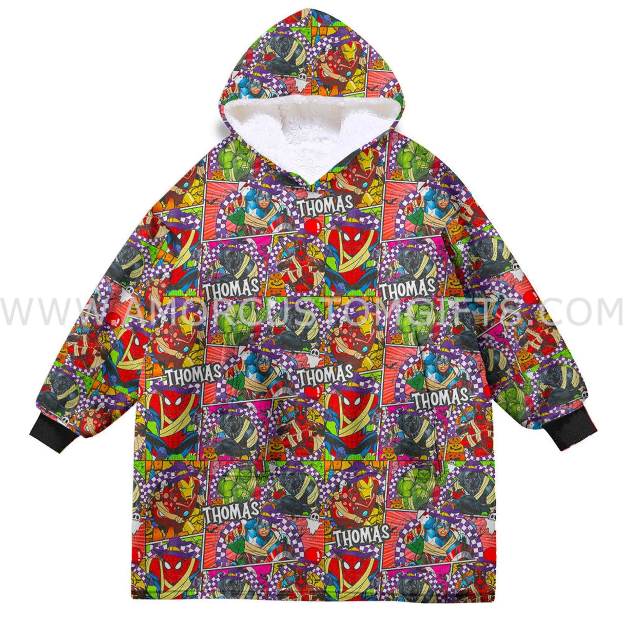 Personalized Superheroes Adventure Halloween Snug Oversized Wearable Hoodie Blanket-Hoodie Blanket-Amor Custom Gifts