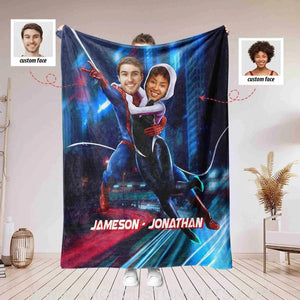 Blankets Personalized Superheroes Couple Blanket | Custom Man Woman Blanket