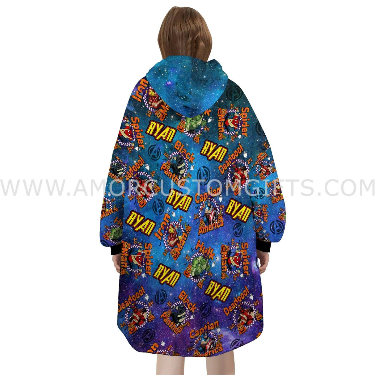 Personalized Superheroes Halloween Snug Oversized Wearable Hoodie Blanket-Hoodie Blanket-Amor Custom Gifts