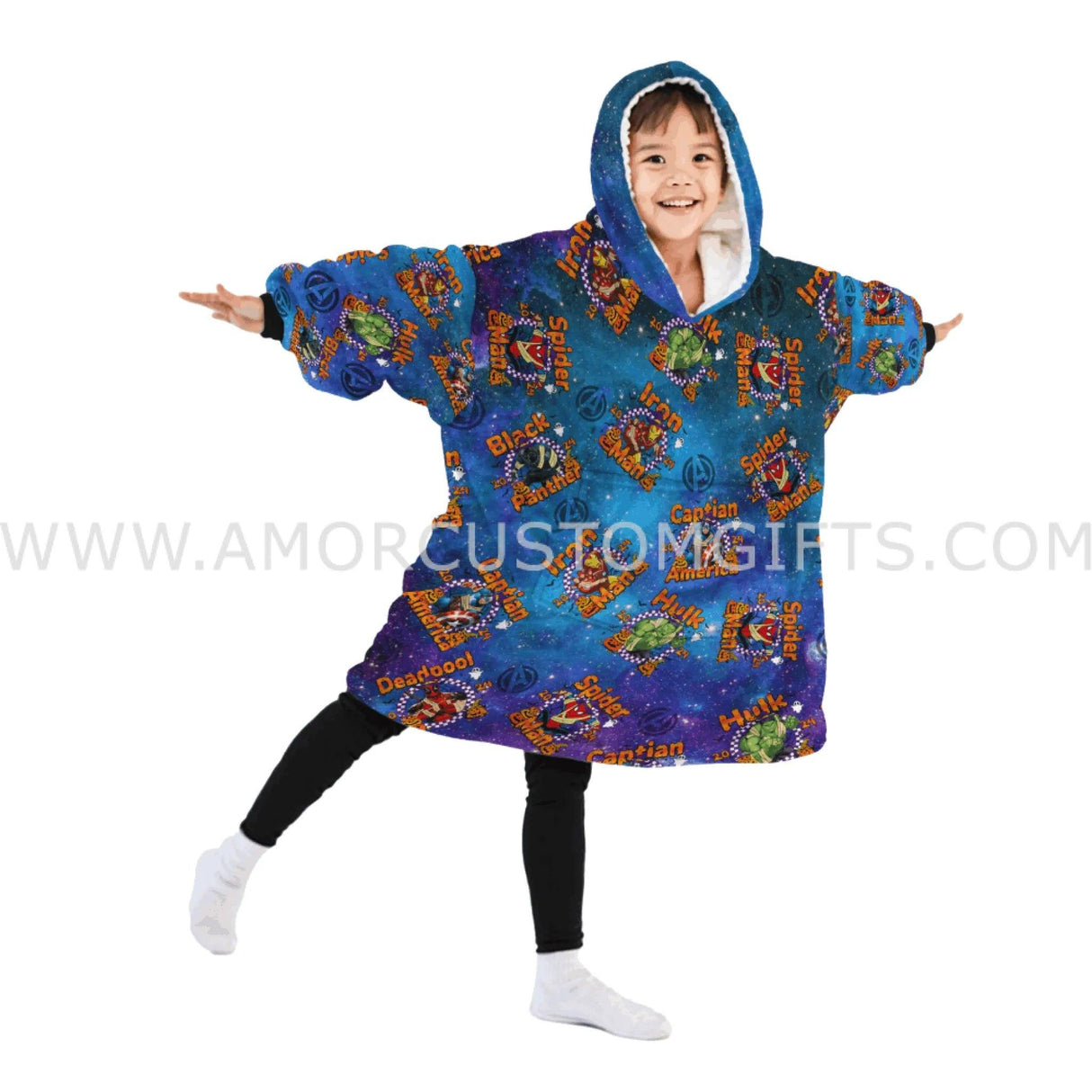 Personalized Superheroes Halloween Snug Oversized Wearable Hoodie Blanket-Hoodie Blanket-Amor Custom Gifts