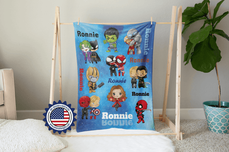 Blankets Personalized Superheroes & Villains Blanket, Custom Name Blanket For Kids