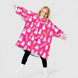 Personalized Sweet Pink Ghost Halloween Snug Oversized Wearable Hoodie Blanket-Hoodie Blanket-Amor Custom Gifts