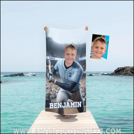 Towels Personalized MLB Tampa Baseball Boy Bay Rays Photo Beach Towel