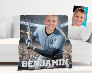 Blankets Personalized MLB Tampa Baseball Boy Bay Rays Photo Blanket | Custom Name & Face Boy Blanket