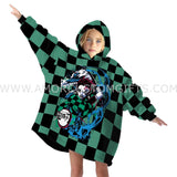 Personalized Tanjiro Kamado Demon Slayer Snug Oversized Wearable Hoodie Blanket-Hoodie Blanket-Amor Custom Gifts