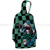 Personalized Tanjiro Kamado Demon Slayer Snug Oversized Wearable Hoodie Blanket-Hoodie Blanket-Amor Custom Gifts