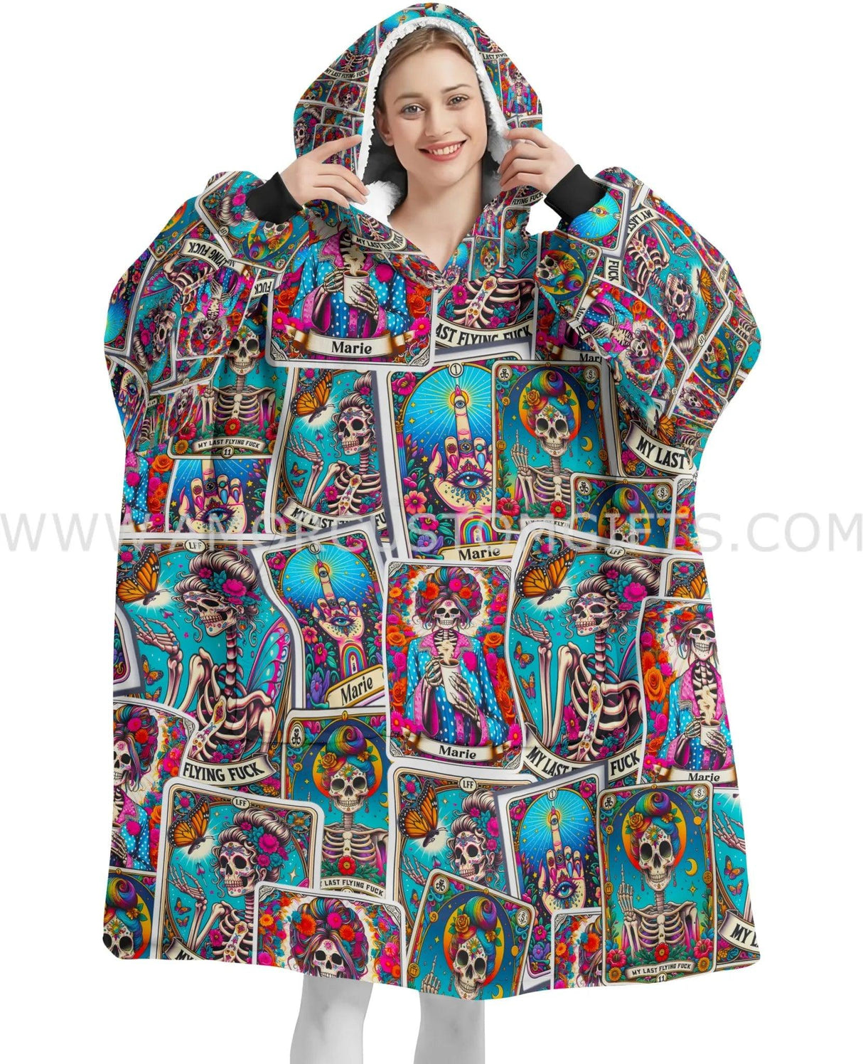 Personalized Tarot Card Halloween My Last Flying Fck Snug Oversized Wearable Hoodie Blanket-Hoodie Blanket-Amor Custom Gifts