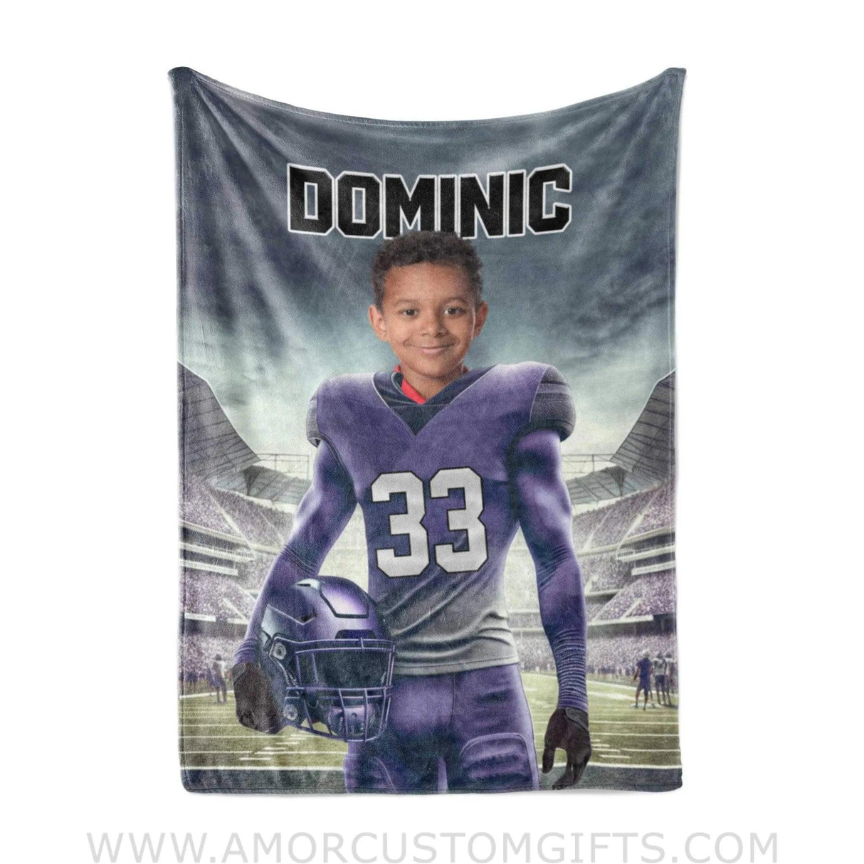 Blankets Personalized TCU Football Boy Horned Frogs Photo Blanket | Custom Name & Face Boy Blanket