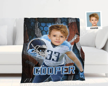 Blankets Personalized Tennessee Football Boy Blanket | Custom Face & Name Football Boys Blanket