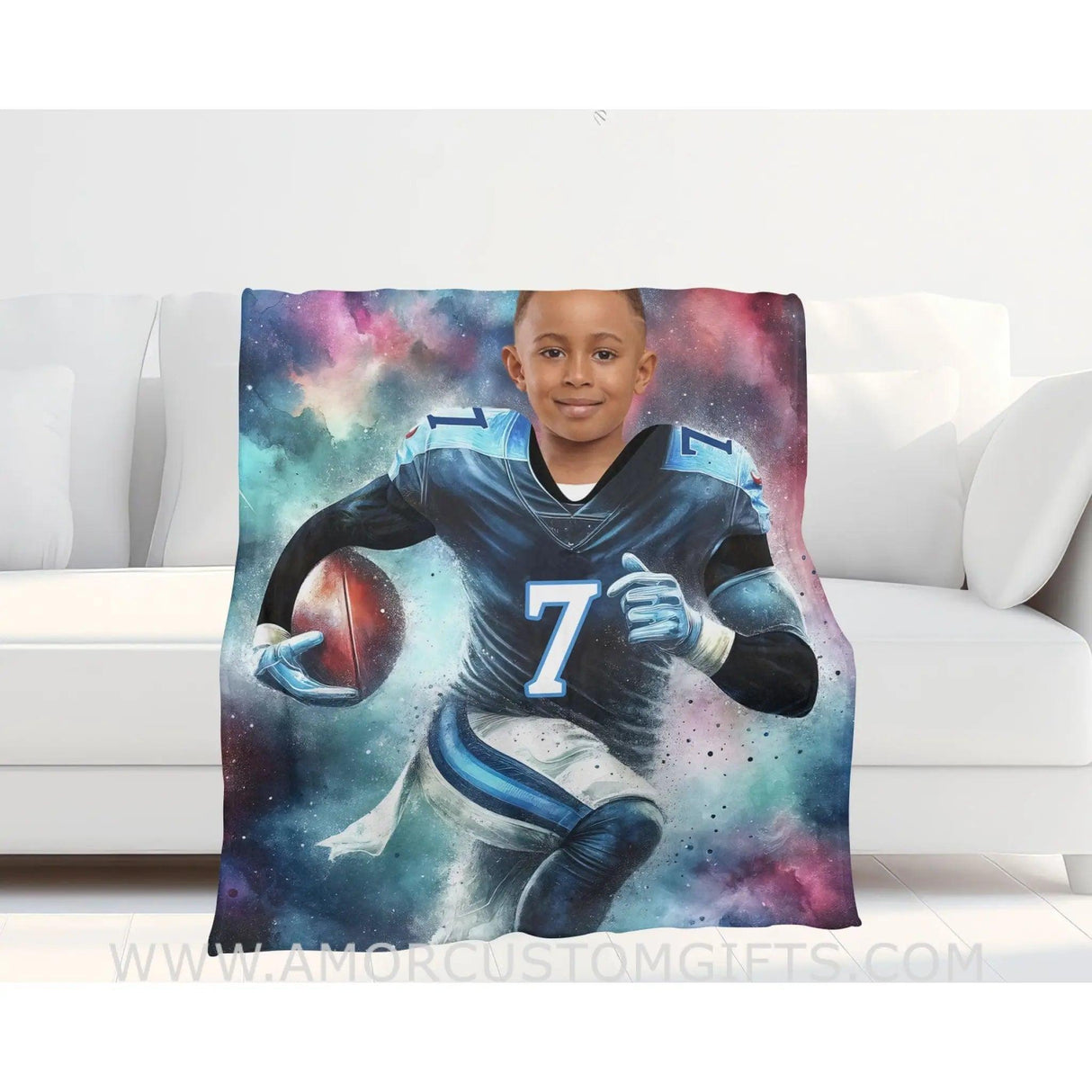 Blankets Personalized Tennessee Football Boy Titans Photo Blanket | Custom Name & Face Boy Blanket