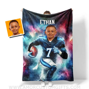 Blankets Personalized Tennessee Football Boy Titans Photo Blanket | Custom Name & Face Boy Blanket