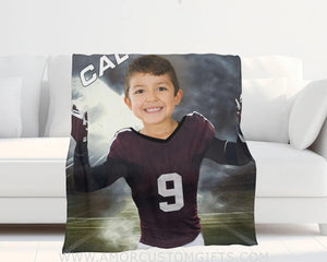 Blankets Personalized NCAA Texas Football Boy A&M Aggies Photo Blanket | Custom Name & Face Boy Blanket