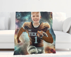 Blankets Personalized NCAA Texas Football Boy Longhorns Photo Blanket | Custom Name & Face Boy Blanket