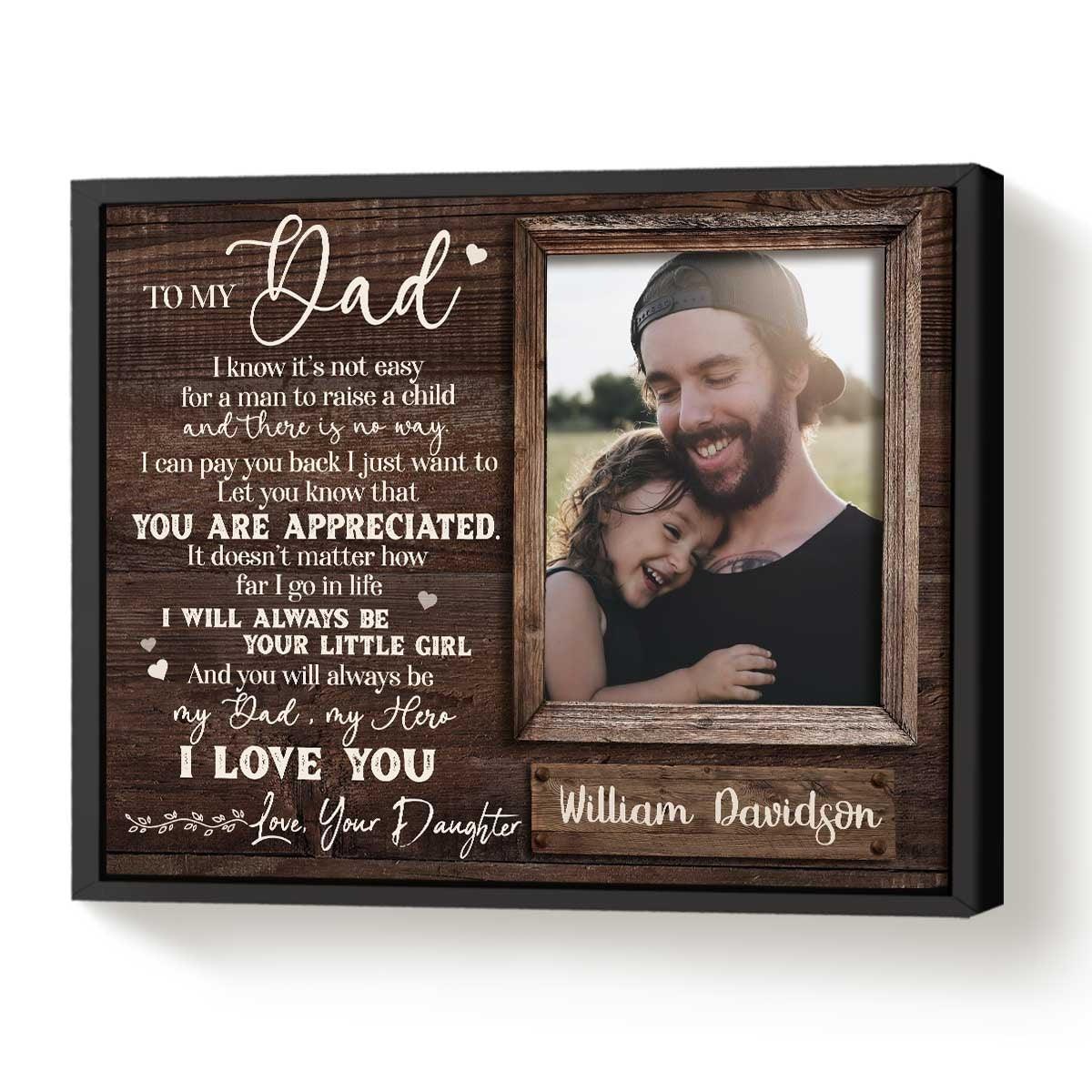 Personalized Thank You Dad Gift, To My Dad Custom Picture Poster Canvas Print - Amor Custom Gifts