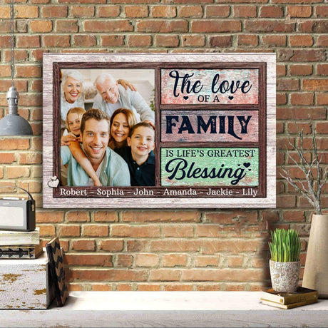 Posters, Prints, & Visual Artwork Personalized The Love Of A Family - Custom Photo & Name Poster Canvas Print