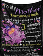 Blanket Personalized to My Mom Butterfly Flowers Blanket, Mother's day blanket for mom, grandma