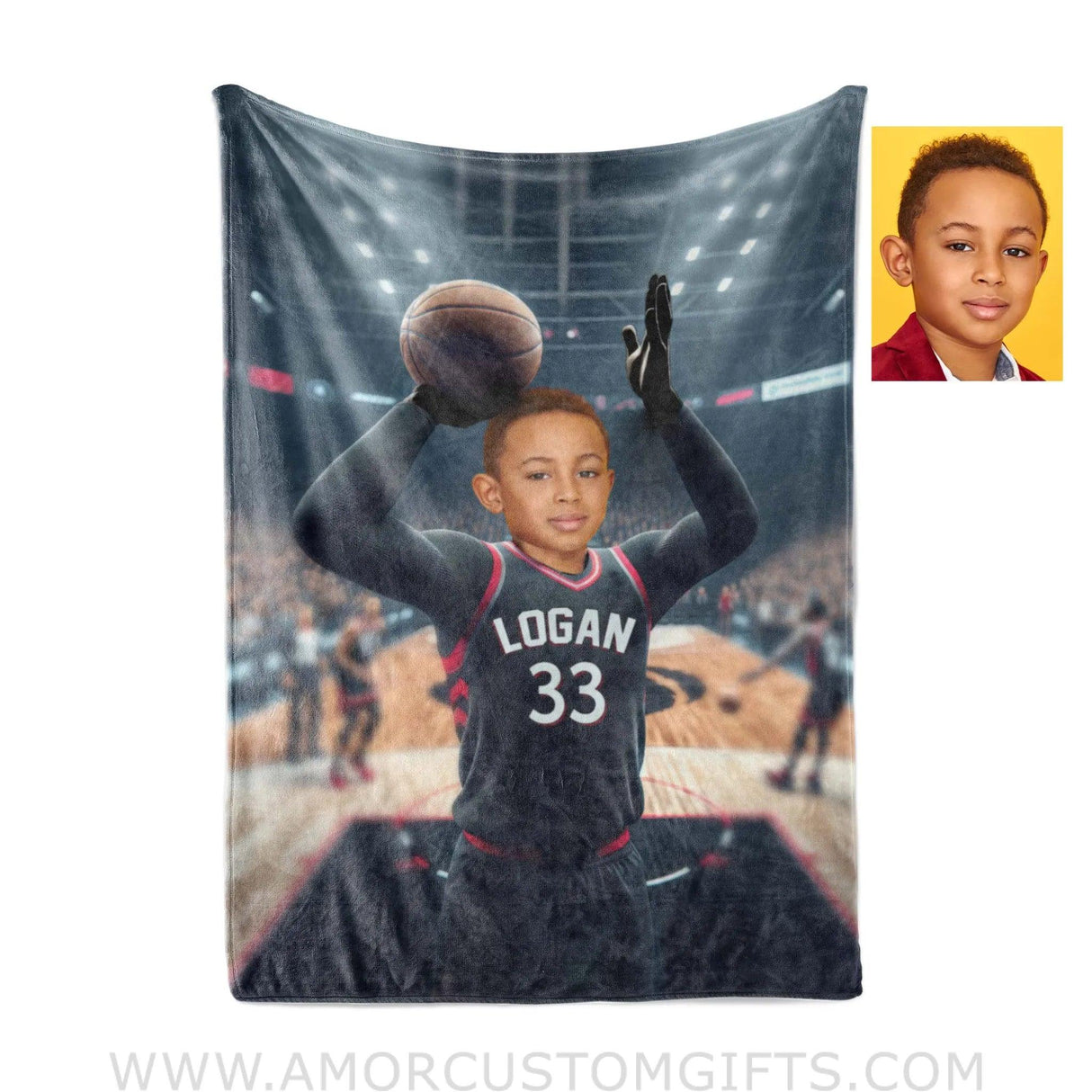 Blankets Personalized NBA Toronto Basketball Boy Raptors Photo Blanket | Custom Name & Face Boy Blanket