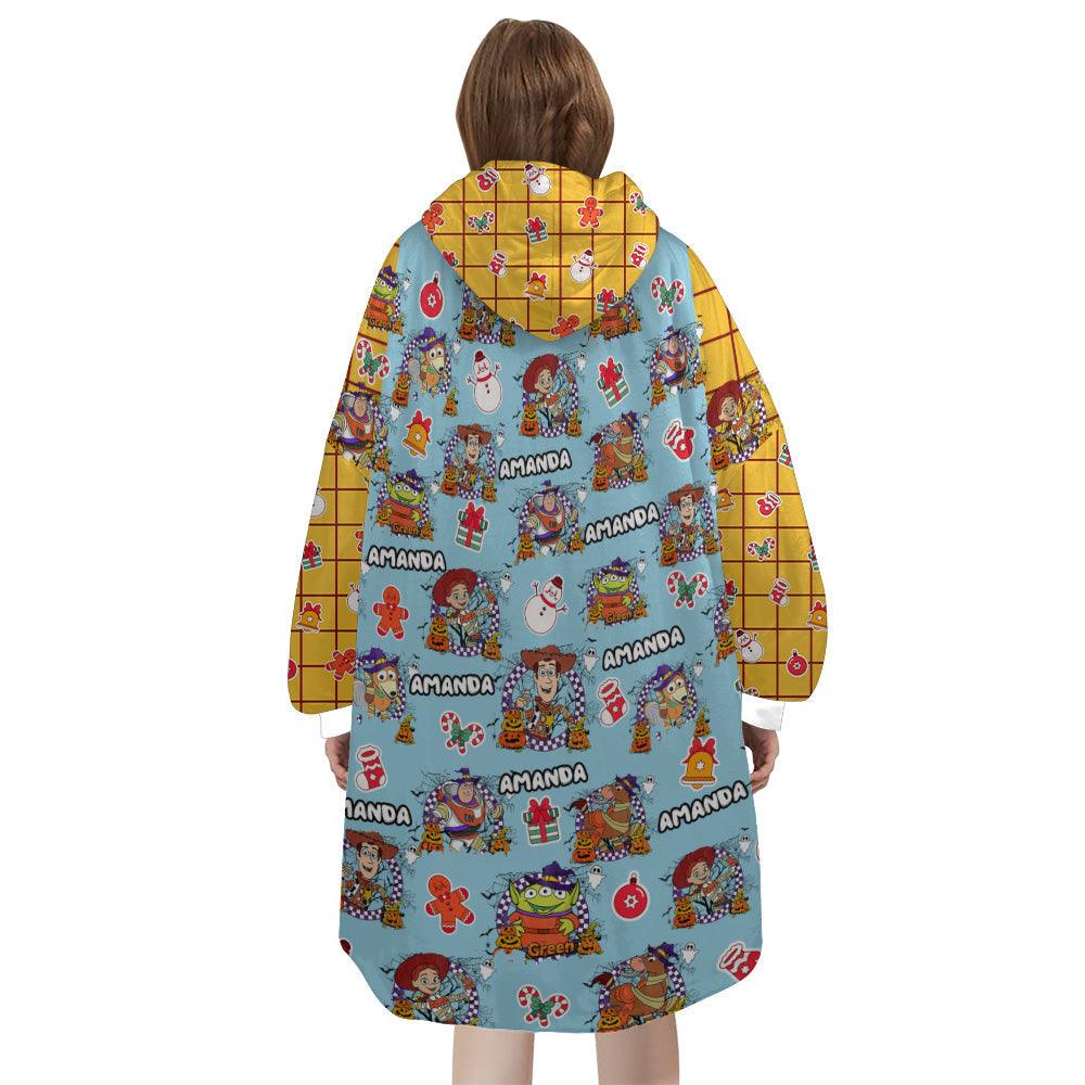 Personalized Toy Adventure Story Halloween Snug Oversized Wearable Hoodie Blanket-Hoodie Blanket-Amor Custom Gifts