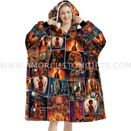 Personalized Trick r Treat Halloween Snug Oversized Wearable Hoodie Blanket-Hoodie Blanket-Amor Custom Gifts