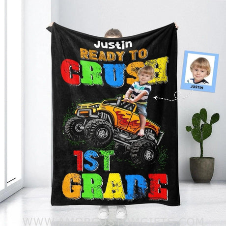 Blankets Personalized Truck School 02 Blanket | Custom School Boy Blanket