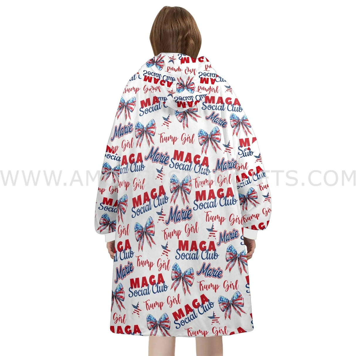 Personalized Trump Girl Maga Election 2024 Republican vs Democrat Snug Oversized Wearable Hoodie Blanket-Hoodie Blanket-Amor Custom Gifts