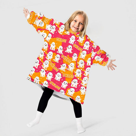 Personalized Twinkle Ghost Halloween Snug Oversized Wearable Hoodie Blanket-Hoodie Blanket-Amor Custom Gifts