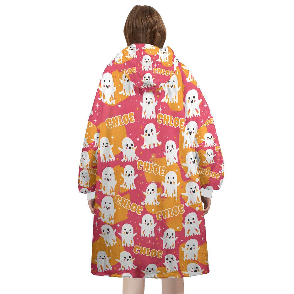 Personalized Twinkle Ghost Halloween Snug Oversized Wearable Hoodie Blanket-Hoodie Blanket-Amor Custom Gifts