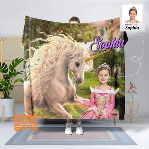 Blankets Personalized Unicorn Princess Blanket | Custom Girl Princess Blanket