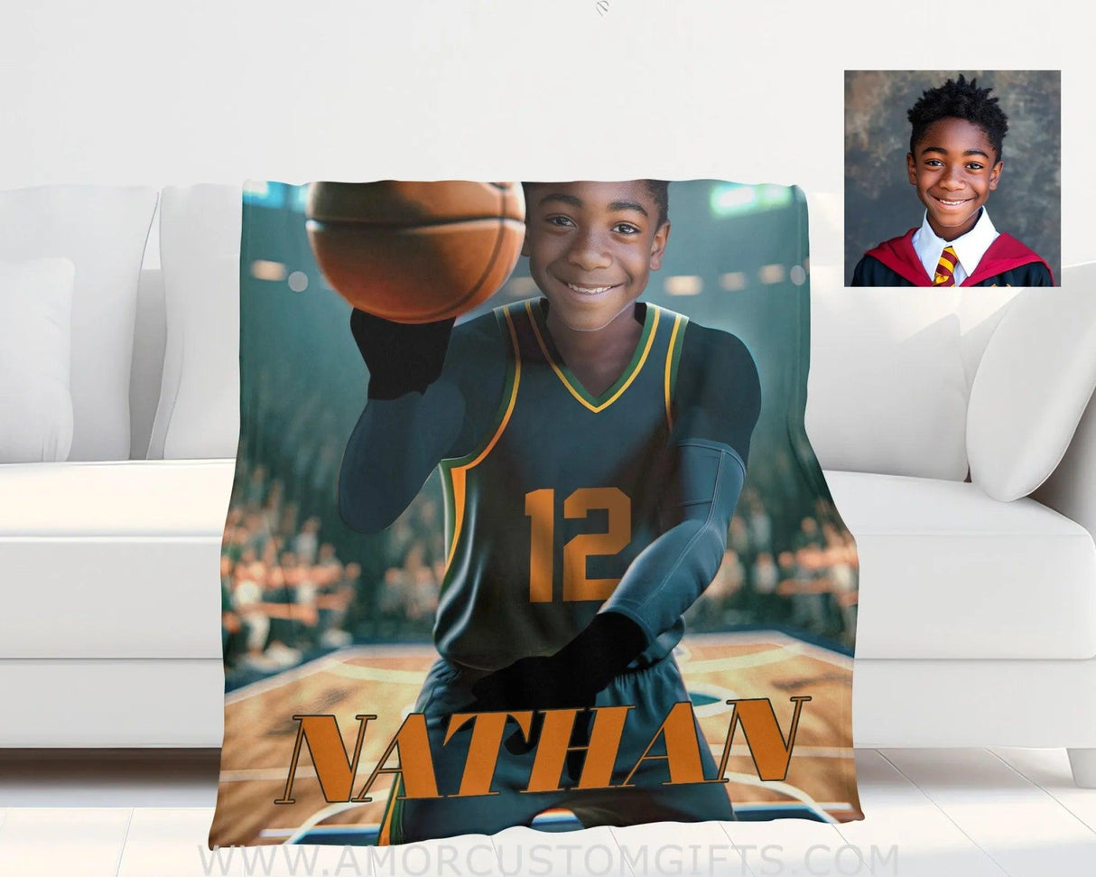 Personalized Nba Utah Basketball Boy Jazz Photo Blanket Blankets