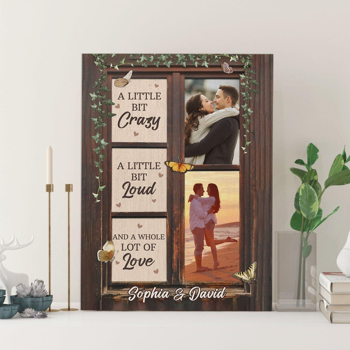 Posters, Prints, & Visual Artwork Personalized Valentine Crazy Loud Love - Custom Photo & Name Poster Canvas Print