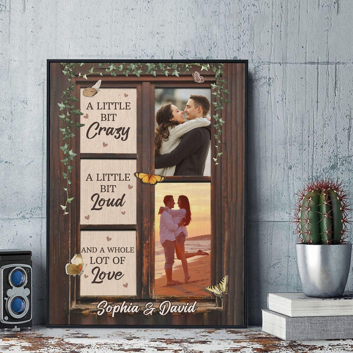 Posters, Prints, & Visual Artwork Personalized Valentine Crazy Loud Love - Custom Photo & Name Poster Canvas Print