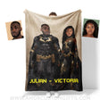 Blankets Personalized Valentine Day's African American Batman Blanket | Custom Face & Name Couple Blanket